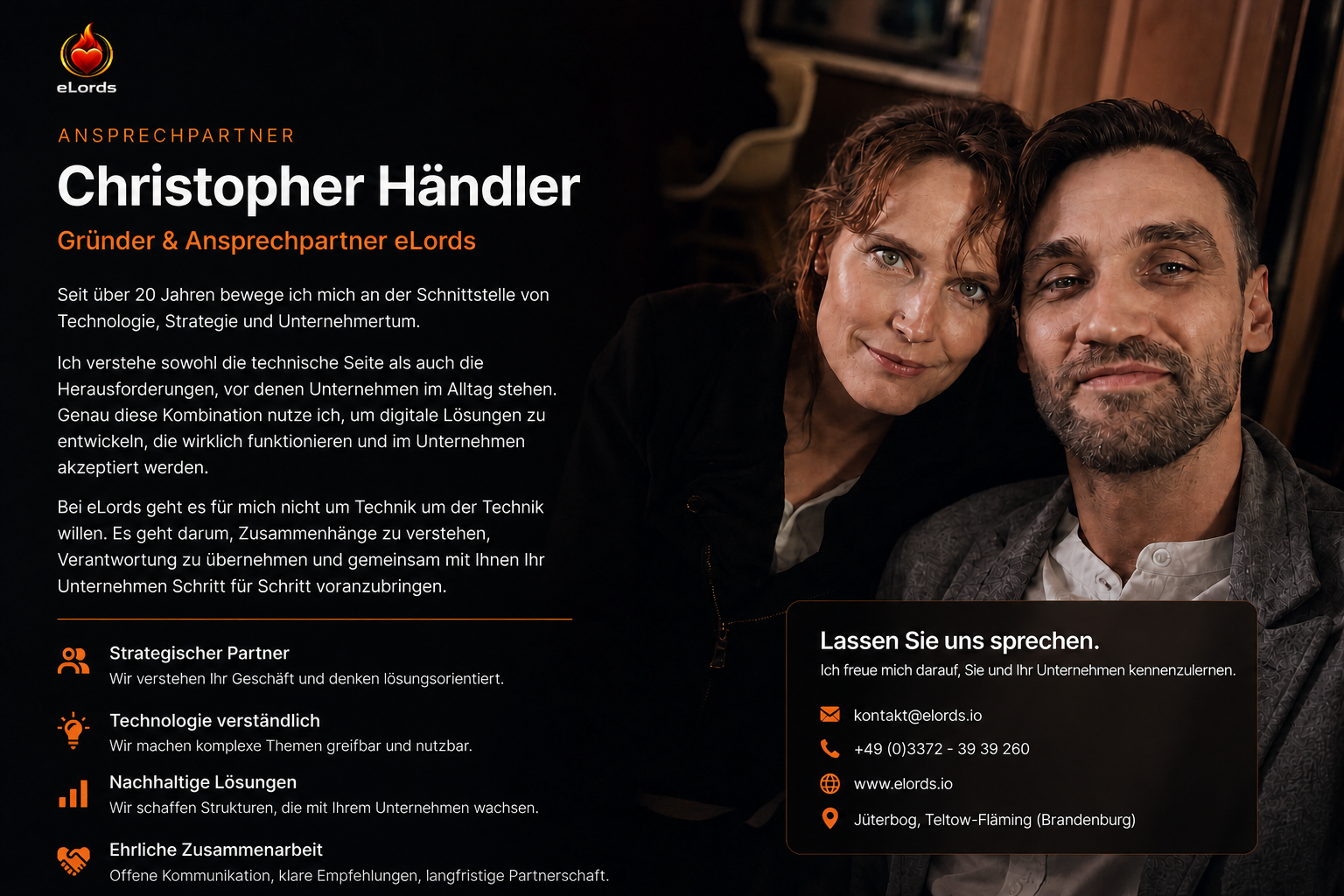 Christopher Händler und seine Partnerin – Ansprechpartner für eLords